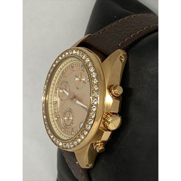 Fossil Decker ES3352 Women's Brown Leather Analog Gold Dial Quartz Watch RK411 - Picture 4 of 12